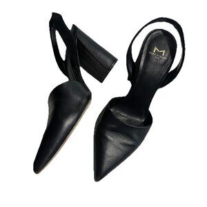 MARC FISHER Evelyn‎ 6.5 Block Heel Slingback Leather Pumps Corporate Baddie Boss